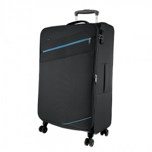 Pierre Cardin 68cm MEDIUM Soft Shell Suitcase Black | TZDNC4350