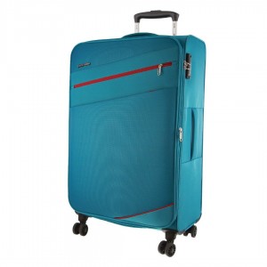 Pierre Cardin 76cm LARGE Soft Shell Suitcase Turquoise | EQCUJ3984