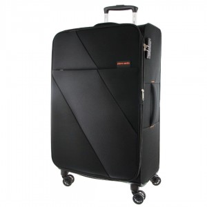 Pierre Cardin 78cm LARGE Soft Shell Suitcase Black | EKTJG3469