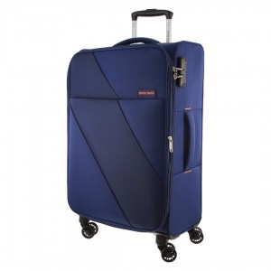 Pierre Cardin 78cm LARGE Soft Shell Suitcase Navy | YCWXP0572