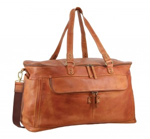 Pierre Cardin Burnished Leather Multi-Compartment Overnight Bag Brown | TQSPZ1487