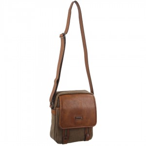 Pierre Cardin Canvas Cross Body Bag Brown | CGHJF8975