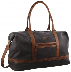 Pierre Cardin Canvas Overnight Bag Black | GBDXQ7486