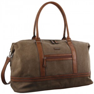 Pierre Cardin Canvas Overnight Bag Brown | VUGFN6725