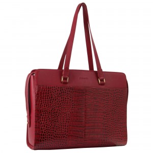 Pierre Cardin Croc-Embossed Leather Business Computer Bag Red | OMVPU4192