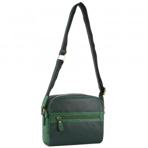 Pierre Cardin Croc-Embossed Leather Cross-Body Bag Green | VLIXC3149