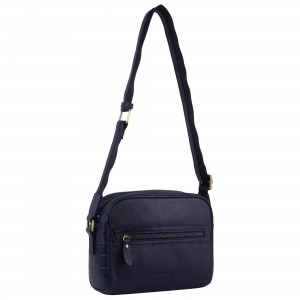 Pierre Cardin Croc-Embossed Leather Cross-Body Bag Navy | RYZGA7182