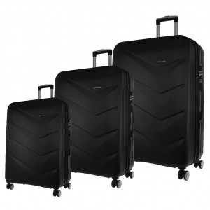 Pierre Cardin Hard Shell 3-Piece Luggage Set Black | ZLKHS8749