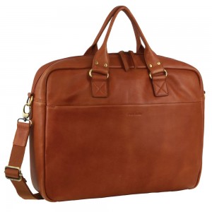 Pierre Cardin Italian Leather Computer Bag Brown | VPZBJ3841