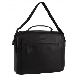 Pierre Cardin Italian Leather Computer Bag Black | PGVCN9136