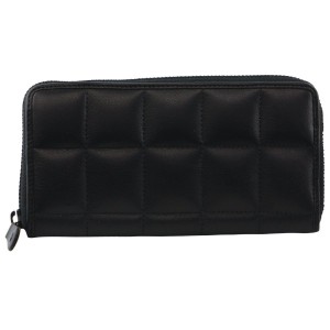 Pierre Cardin Italian Pleated Leather Zip Wallet Black | WTJQZ9607