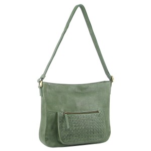 Pierre Cardin Large Woven Embossed Leather Crossbody Bag Green | SAEQU2135