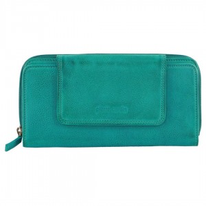 Pierre Cardin Leather Bi-Fold Tab Wallet Turquoise | QOYMT0975