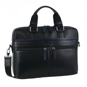 Pierre Cardin Leather Business Computer Bag Navy | YQABM2105