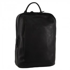 Pierre Cardin Leather Business Laptop Backpack Black | BGVCT6258