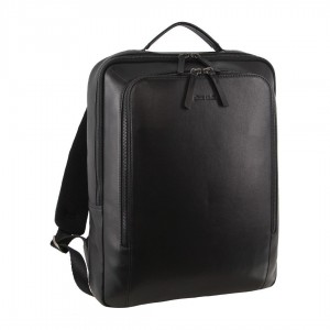 Pierre Cardin Leather Business Laptop Bag Black | PYTQV9256