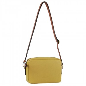 Pierre Cardin Leather Classic Square Crossbody Bag Yellow | ABIMJ3264