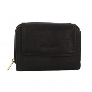 Pierre Cardin Leather Compact Bi-Fold Tab Wallet Black | HLKWU0931