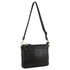 Pierre Cardin Leather Crosbody Bag Black | VCYJS9637