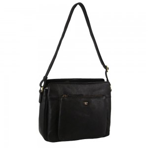 Pierre Cardin Leather Cross-Body Bag Black | CJDSU1867