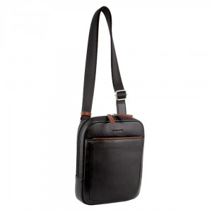 Pierre Cardin Leather Cross-Body Bag Black | YOIPD3605