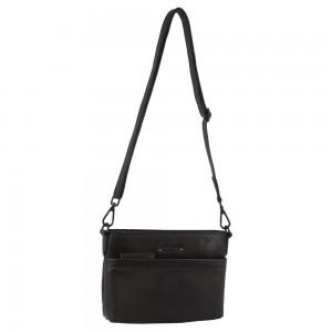 Pierre Cardin Leather Cross-Body Bag Black | KEWXQ2165