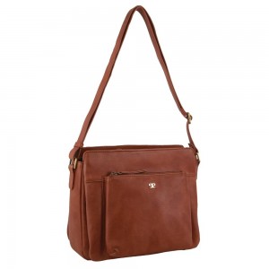 Pierre Cardin Leather Cross-Body Bag Brown | MLSQU1245