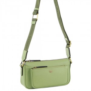 Pierre Cardin Leather Cross-Body Bag Jade | DPOQH2340