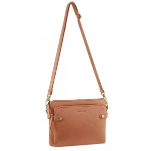 Pierre Cardin Leather Crossbody Bag Apricot | GPJON5408