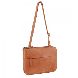 Pierre Cardin Leather Crossbody Bag Apricot | DTAKY7394