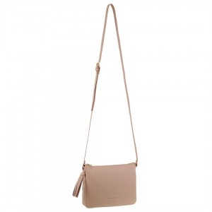 Pierre Cardin Leather Crossbody Bag Beige | SDHGK2801