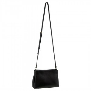 Pierre Cardin Leather Crossbody Bag Black | HBIPC6059