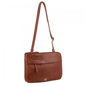 Pierre Cardin Leather Crossbody Bag Brown | GMHVF1359