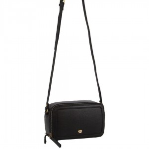 Pierre Cardin Leather Crossbody Camera Bag Black | ZWHME4281