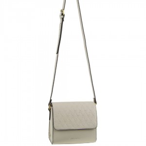 Pierre Cardin Leather Diamond Embossed Cross-Body Bag Beige | LCFYH6495