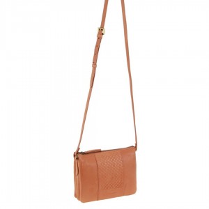 Pierre Cardin Leather Diamond Pattern Embossed Crossbody Bag Apricot | ESILP0831