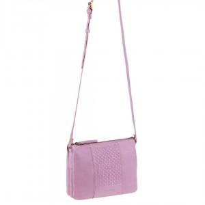 Pierre Cardin Leather Diamond Pattern Embossed Crossbody Bag Pink | JXNCH9670