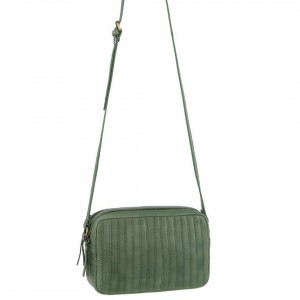 Pierre Cardin Leather Double Zip Bag Green | CSZGR6230