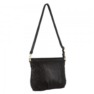 Pierre Cardin Leather Embossed Crossbody Bag Black | IGNTA0579