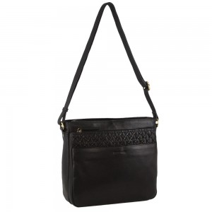 Pierre Cardin Leather Embossed Crossbody Bag Black | XNHIZ5148