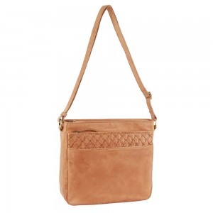 Pierre Cardin Leather Embossed Crossbody Bag Apricot | NXYIK4239