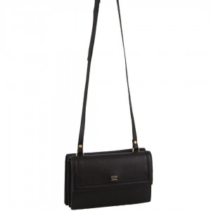 Pierre Cardin Leather Flap Over Cross-Body Bag Black | GUWHR9624