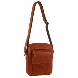 Pierre Cardin Leather Multi-Compartment Cross-Body Bag Brown | AYKHO0729