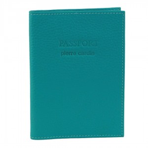 Pierre Cardin Leather Passport Wallet Cover Turquoise | NEBMY8597