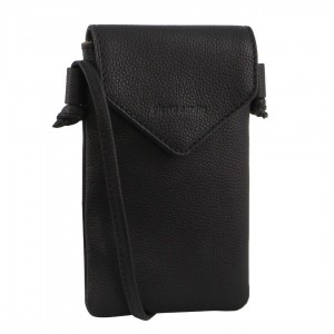 Pierre Cardin Leather Phone Bag Black | NSCRX8619