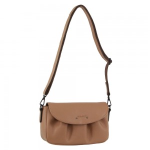 Pierre Cardin Leather Pleated Design Crossbody Bag Light Brown | DTZAC5879