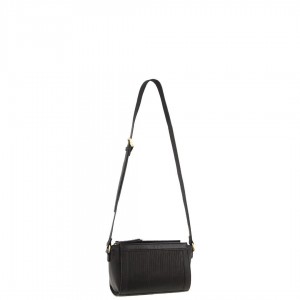 Pierre Cardin Leather Pleated Design Crossbody Bag Black | OIPRE6138