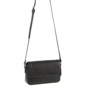 Pierre Cardin Leather Pleated Design Crossbody Bag Black | IWFMK0348