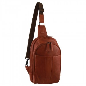 Pierre Cardin Leather Sling Bag Brown | PZMYI4602