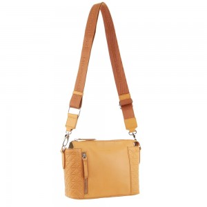 Pierre Cardin Leather Square Crossbody Bag Apricot | GTMWA8623